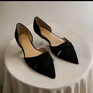 New York and Company Woven Pointed Flats Orlay Sz 6 Black-No Box